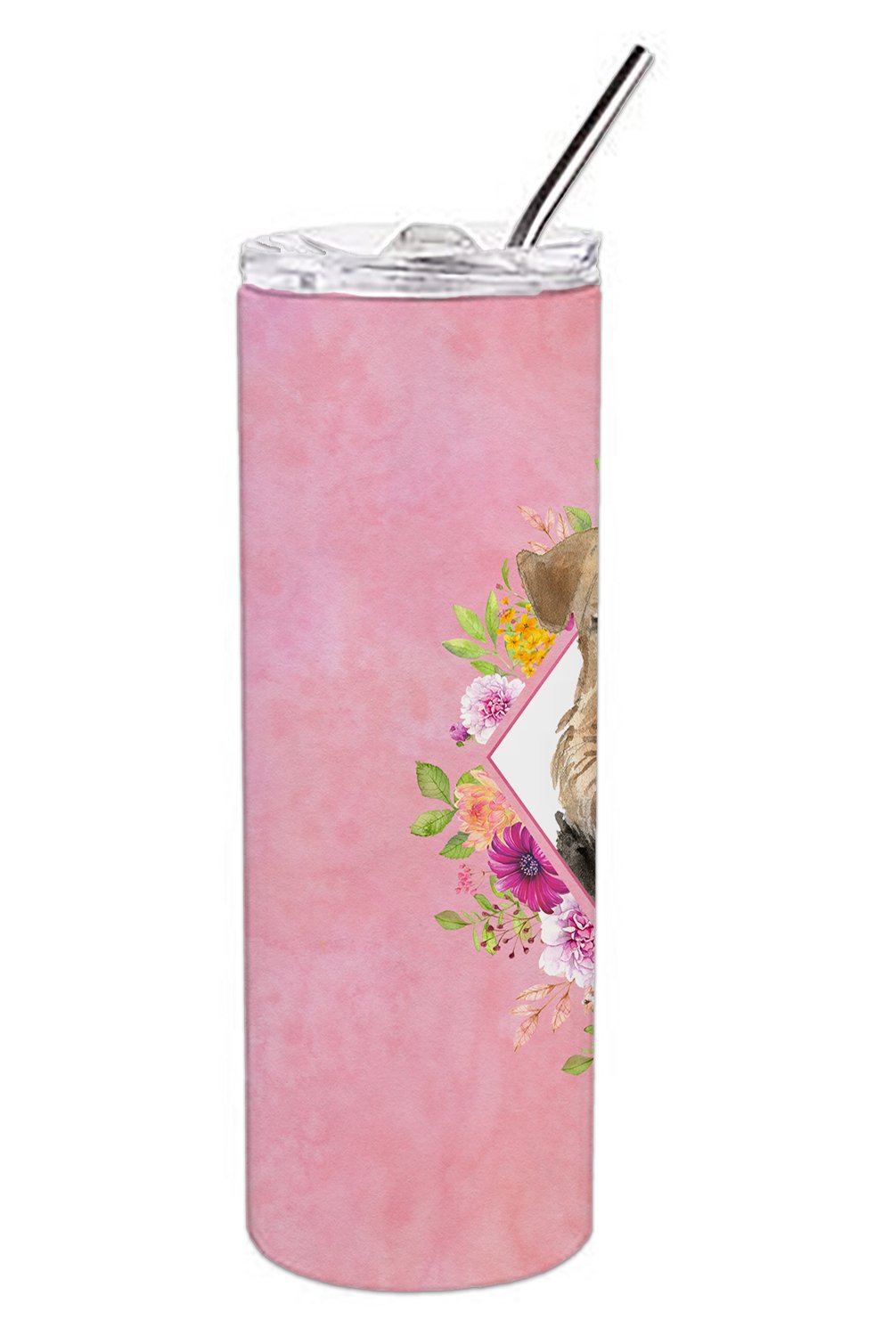 Airedale Terrier Pink Flowers Double Walled Stainless Steel 20 oz Skinny Tumbler CK4204TBL20 by Caroline's Treasures