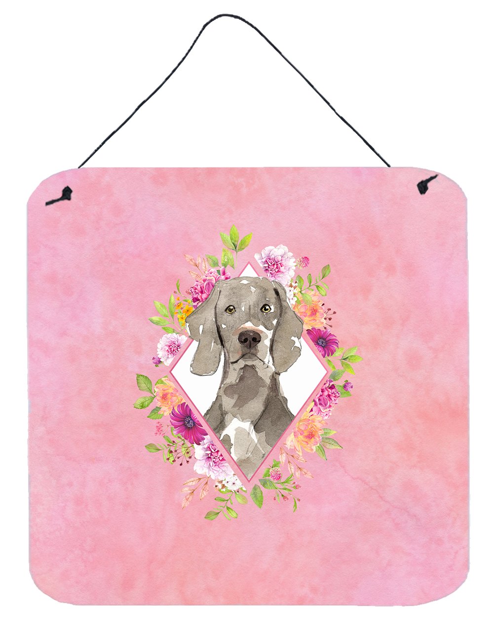 Weimaraner Pink Flowers Wall or Door Hanging Prints CK4205DS66 by Caroline's Treasures