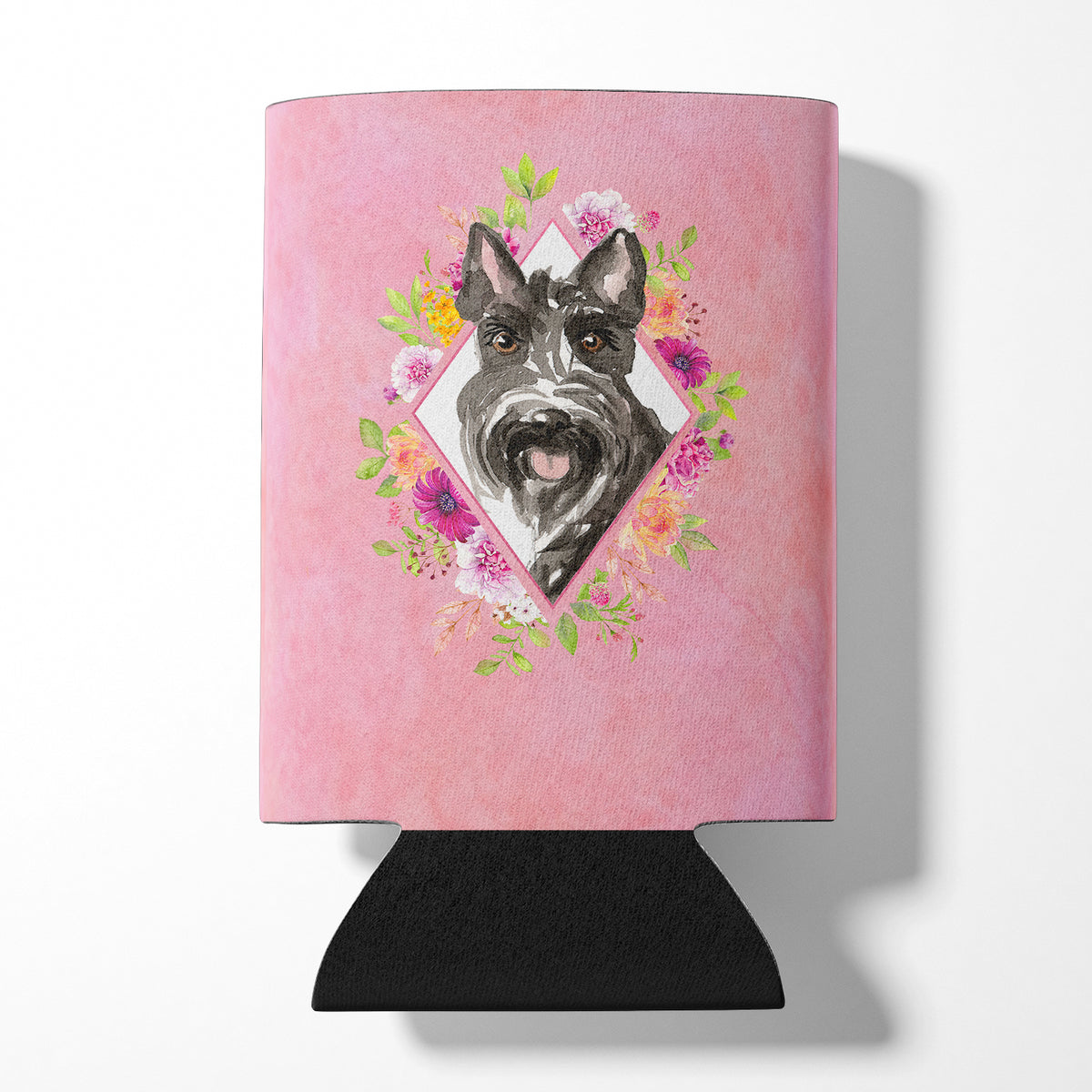 Scottish Terrier Pink Flowers Can or Bottle Hugger CK4214CC  the-store.com.