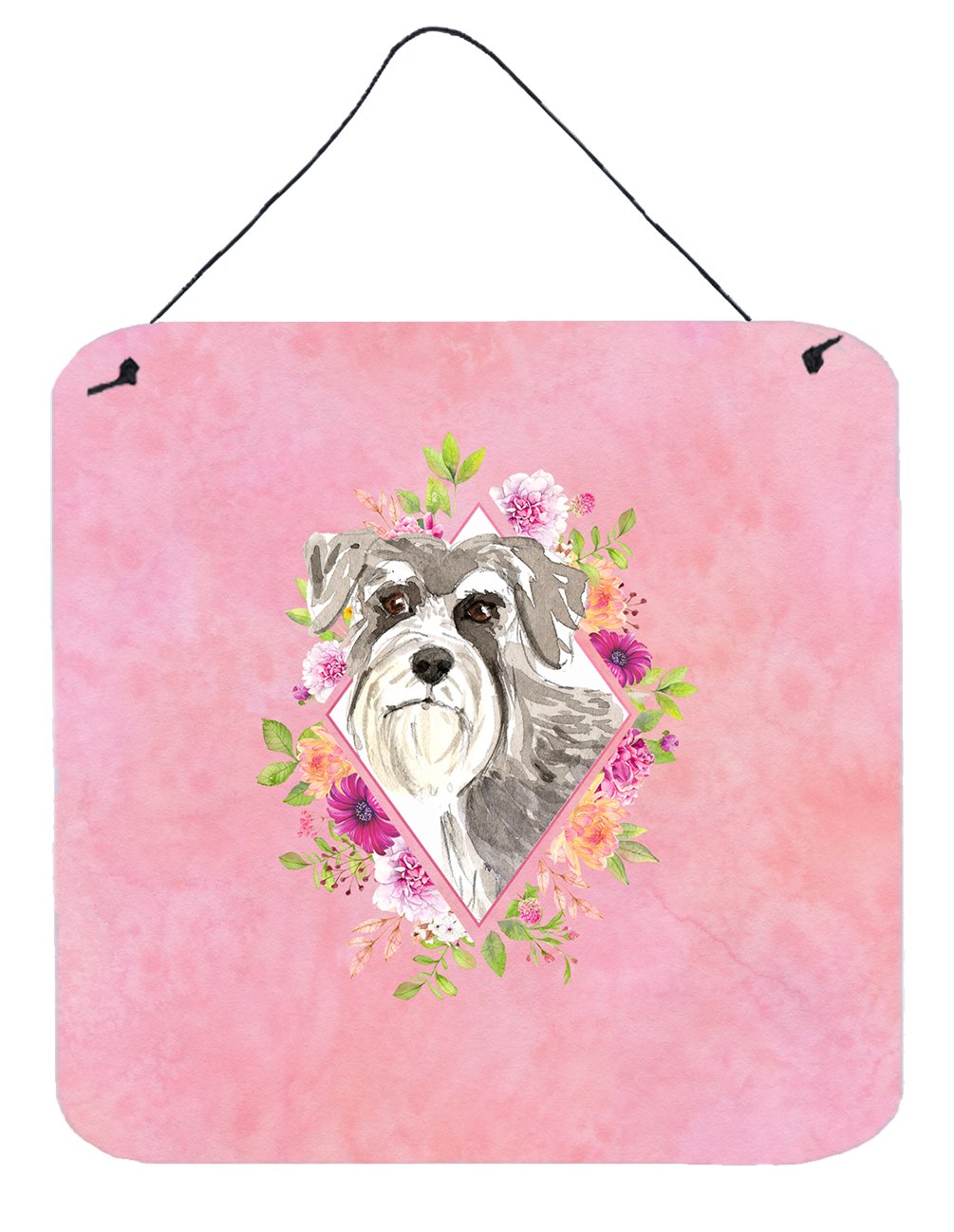 Schnauzer #1 Pink Flowers Wall or Door Hanging Prints CK4215DS66 by Caroline's Treasures