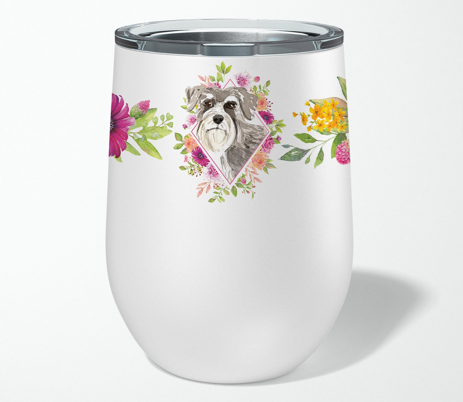 Schnauzer #1 Pink Flowers Stainless Steel 12 oz Stemless Wine Glass CK4215TBL12 by Caroline's Treasures