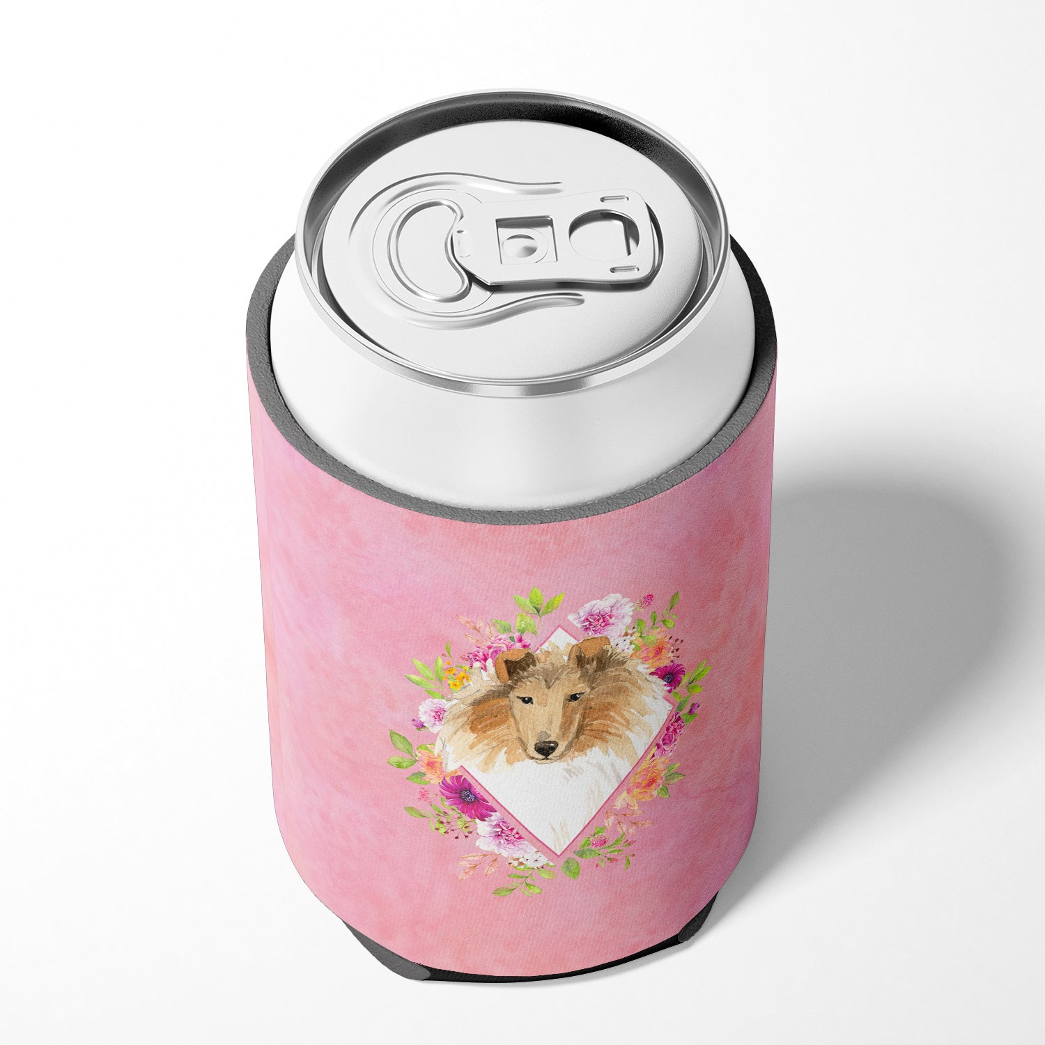 Collie Pink Flowers Can or Bottle Hugger CK4216CC  the-store.com.