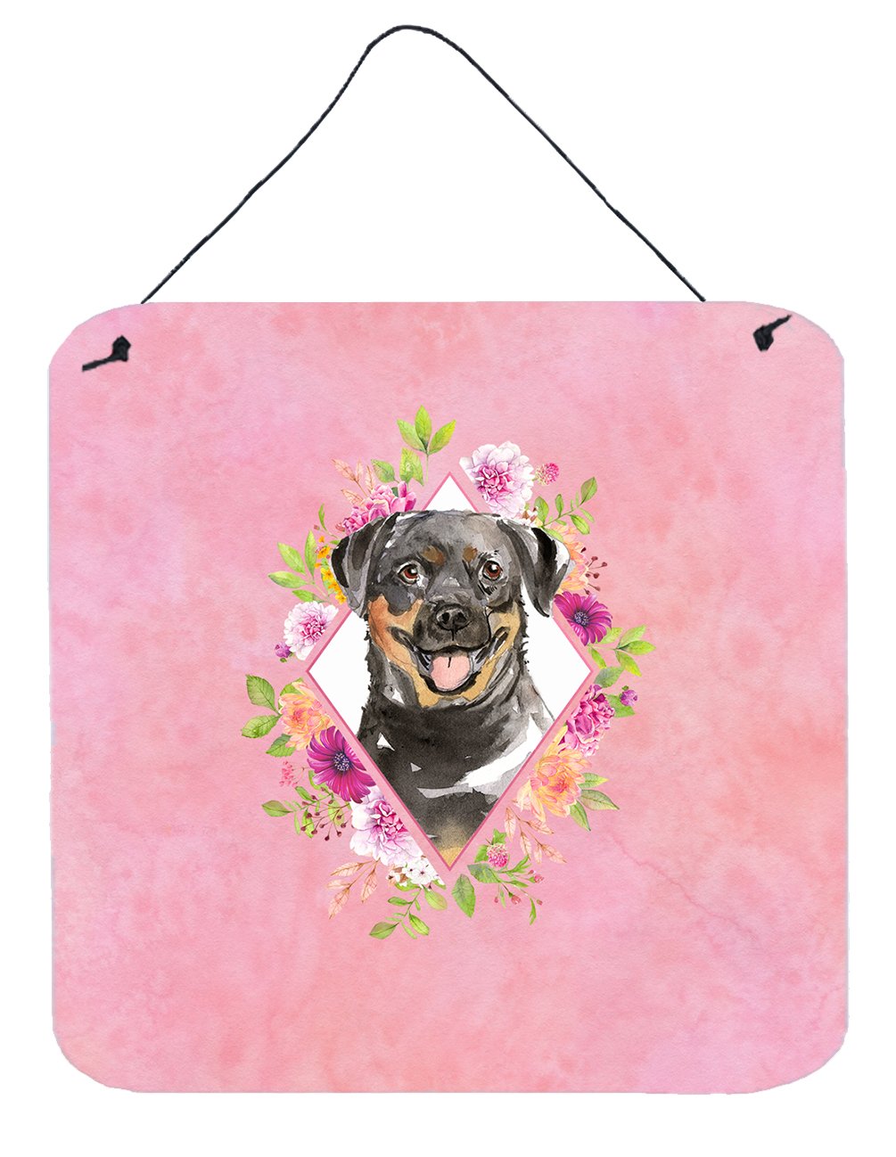 Rottweiler Pink Flowers Wall or Door Hanging Prints CK4217DS66 by Caroline's Treasures