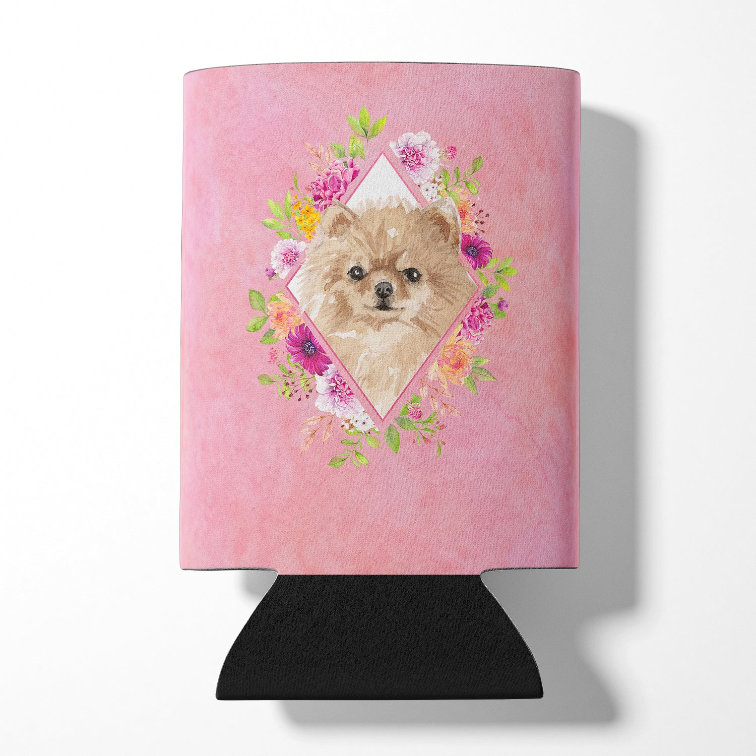 Pomeranian Pink Flowers Can or Bottle Hugger CK4219CC  the-store.com.