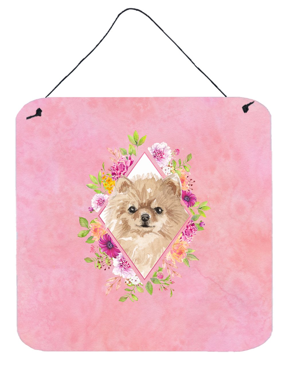 Pomeranian Pink Flowers Wall or Door Hanging Prints CK4219DS66 by Caroline&#39;s Treasures