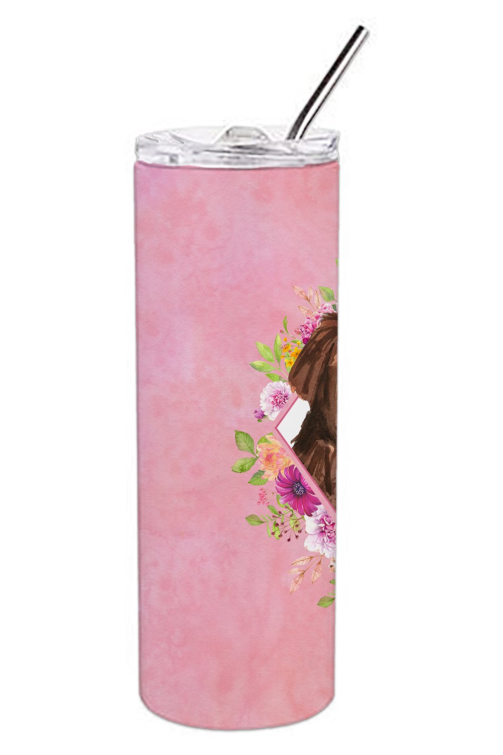 Newfoundland Pink Flowers Double Walled Stainless Steel 20 oz Skinny Tumbler CK4221TBL20 by Caroline's Treasures