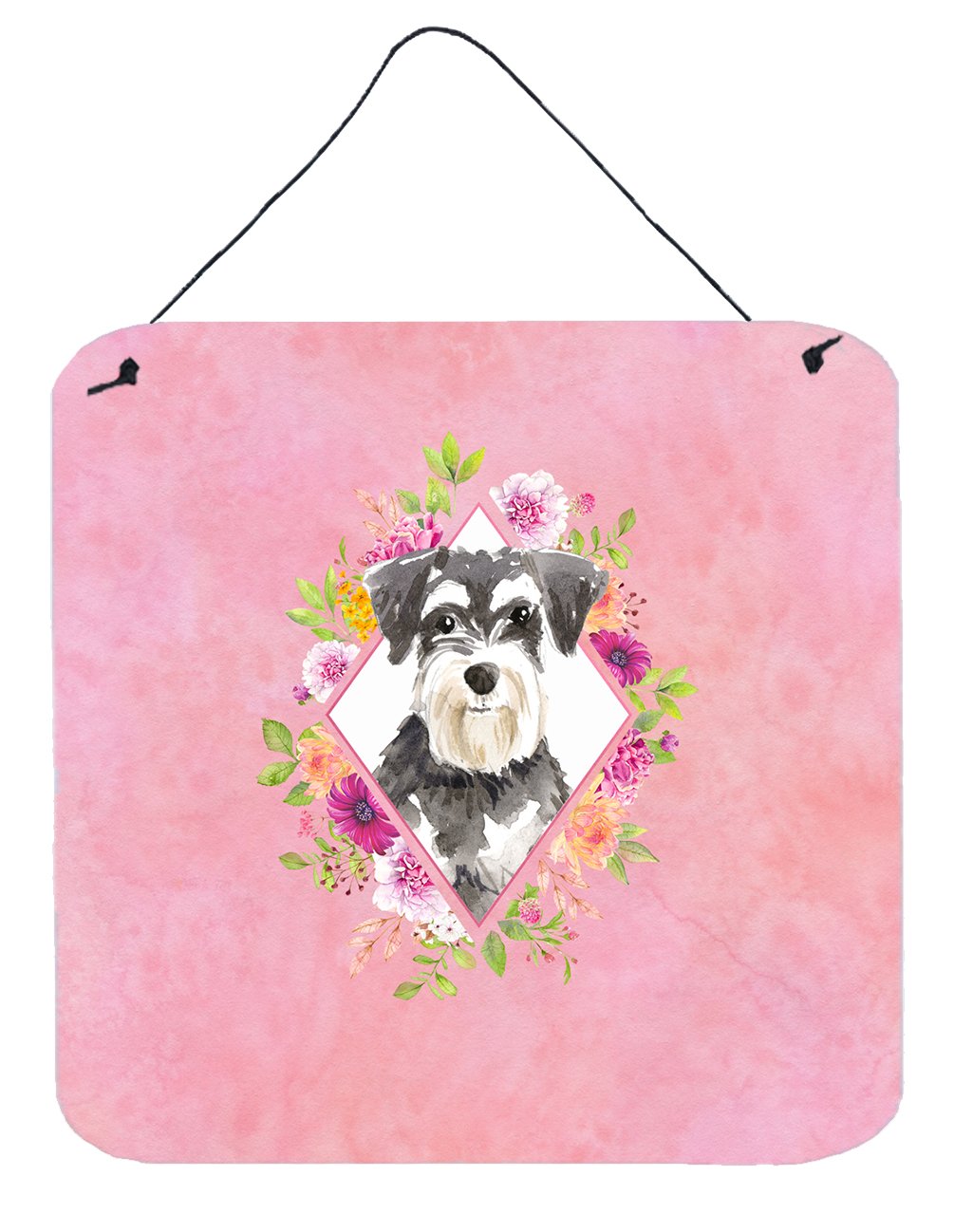 Schnauzer #2 Pink Flowers Wall or Door Hanging Prints CK4222DS66 by Caroline's Treasures