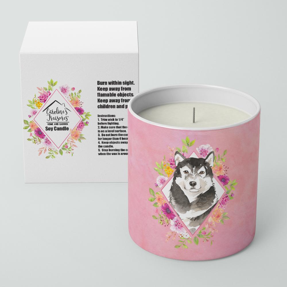 Alaskan Malamute Pink Flowers 10 oz Decorative Soy Candle CK4224CDL by Caroline's Treasures