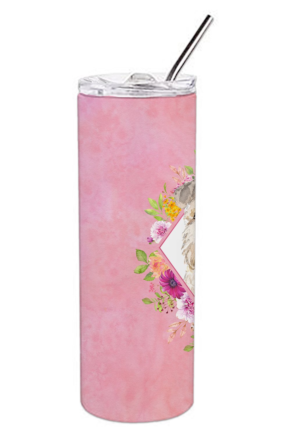 Lakeland Terrier Pink Flowers Double Walled Stainless Steel 20 oz Skinny Tumbler CK4226TBL20 by Caroline's Treasures