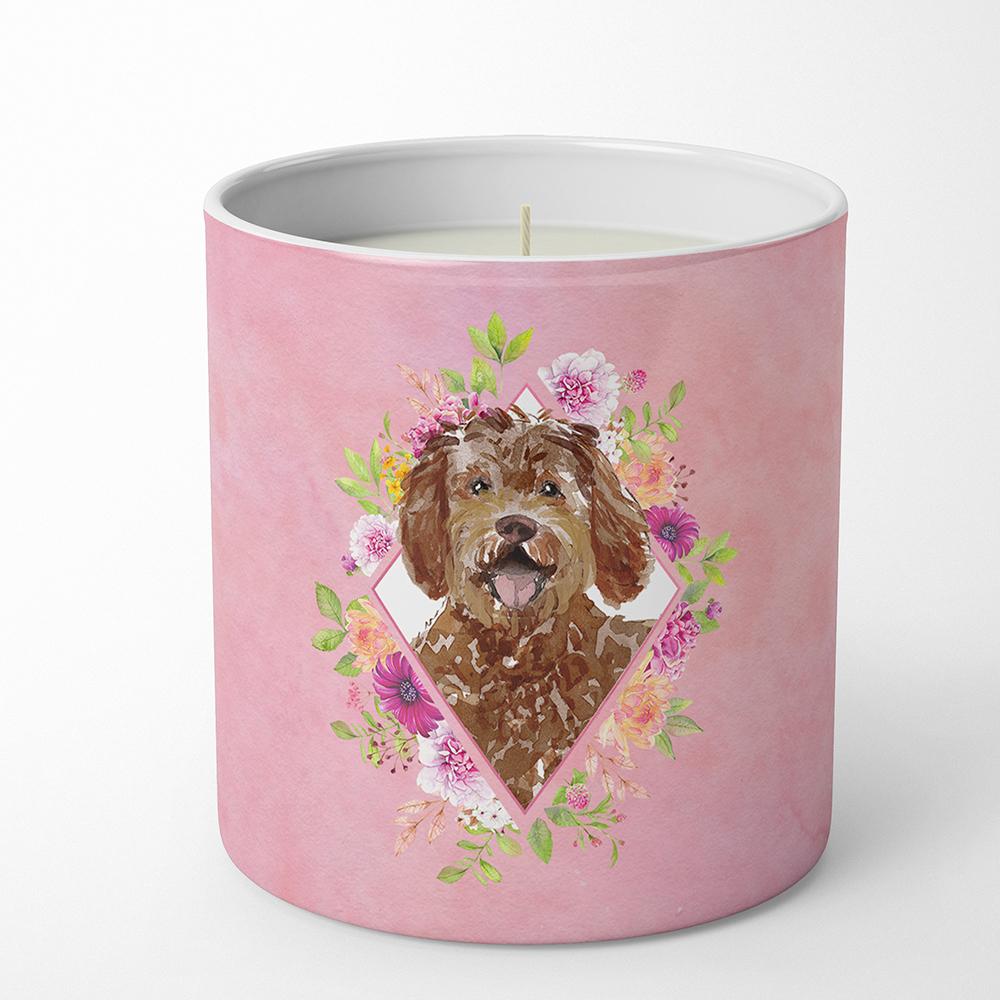 Labradoodle Pink Flowers 10 oz Decorative Soy Candle CK4228CDL by Caroline's Treasures