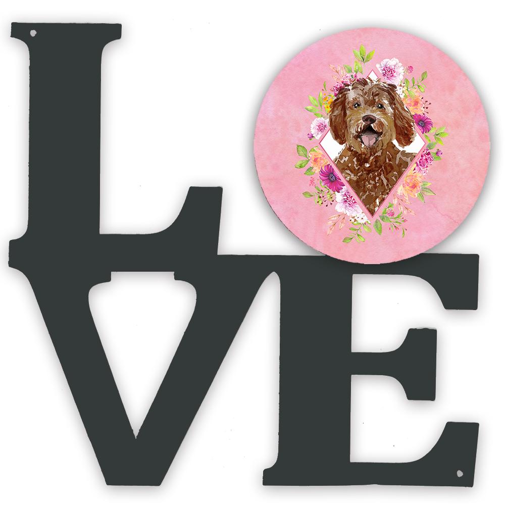 Labradoodle Pink Flowers Metal Wall Artwork LOVE CK4228WALV by Caroline&#39;s Treasures