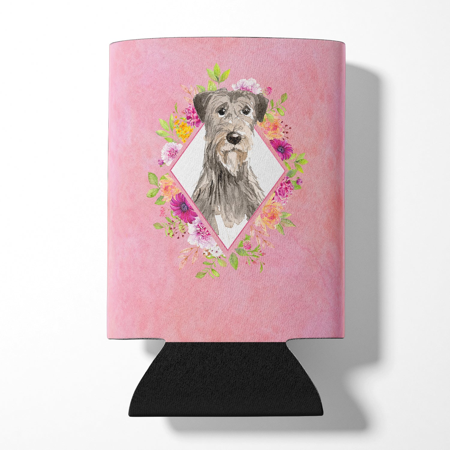 Irish Wolfhound Pink Flowers Can or Bottle Hugger CK4231CC  the-store.com.