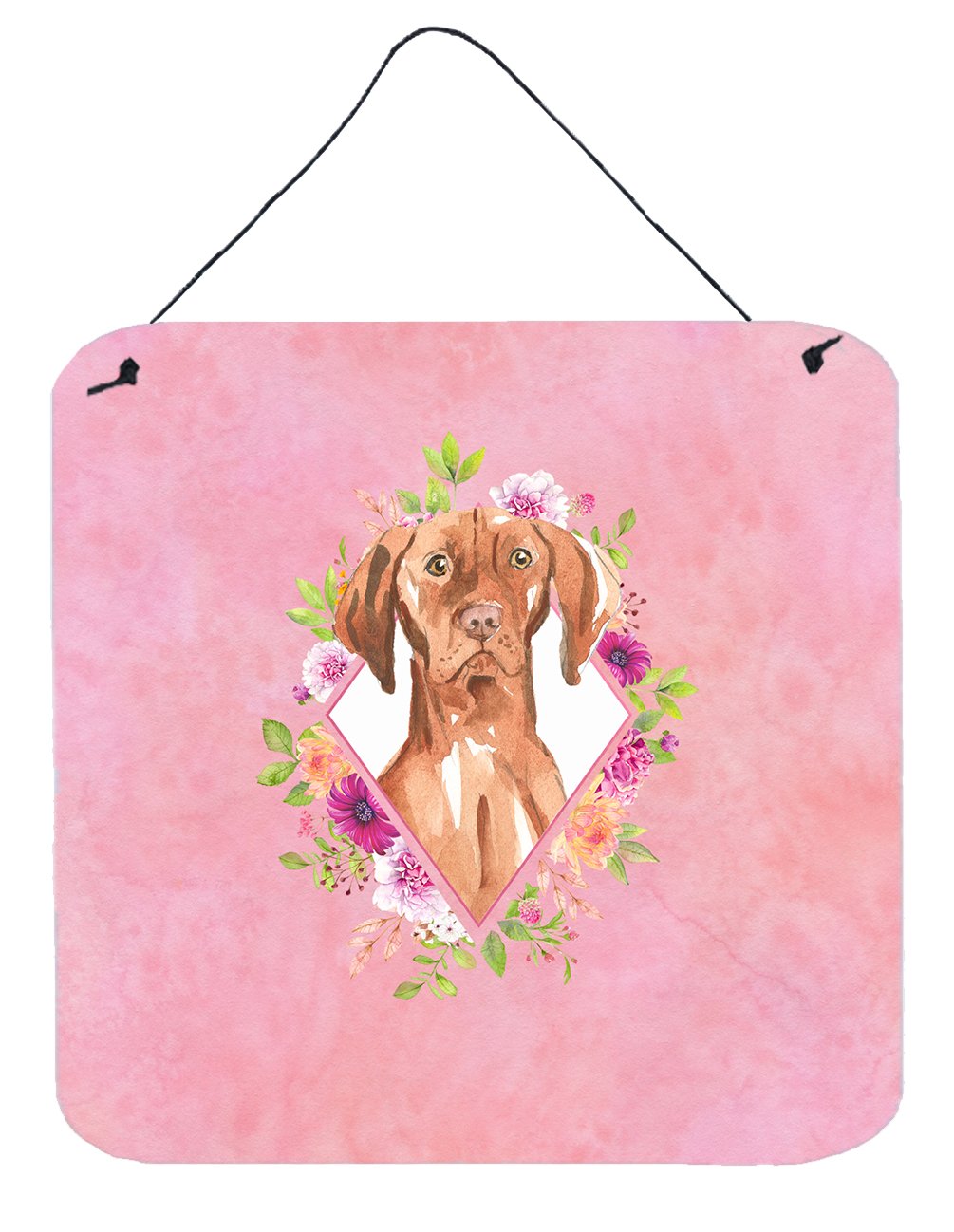 Vizsla Pink Flowers Wall or Door Hanging Prints CK4232DS66 by Caroline's Treasures