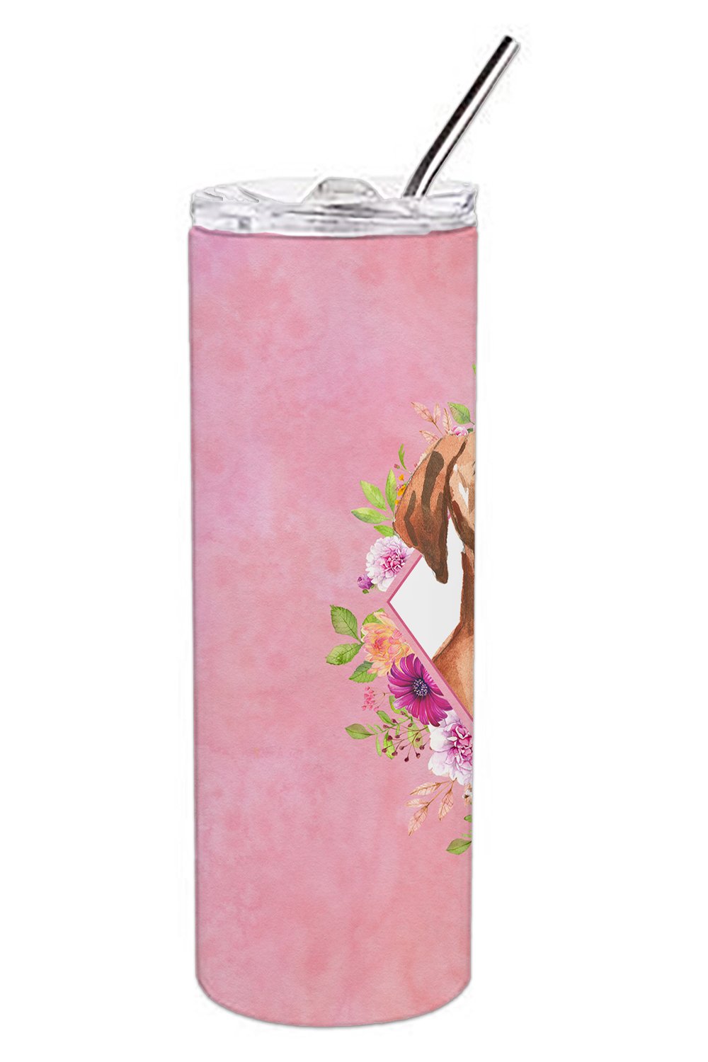 Vizsla Pink Flowers Double Walled Stainless Steel 20 oz Skinny Tumbler CK4232TBL20 by Caroline's Treasures