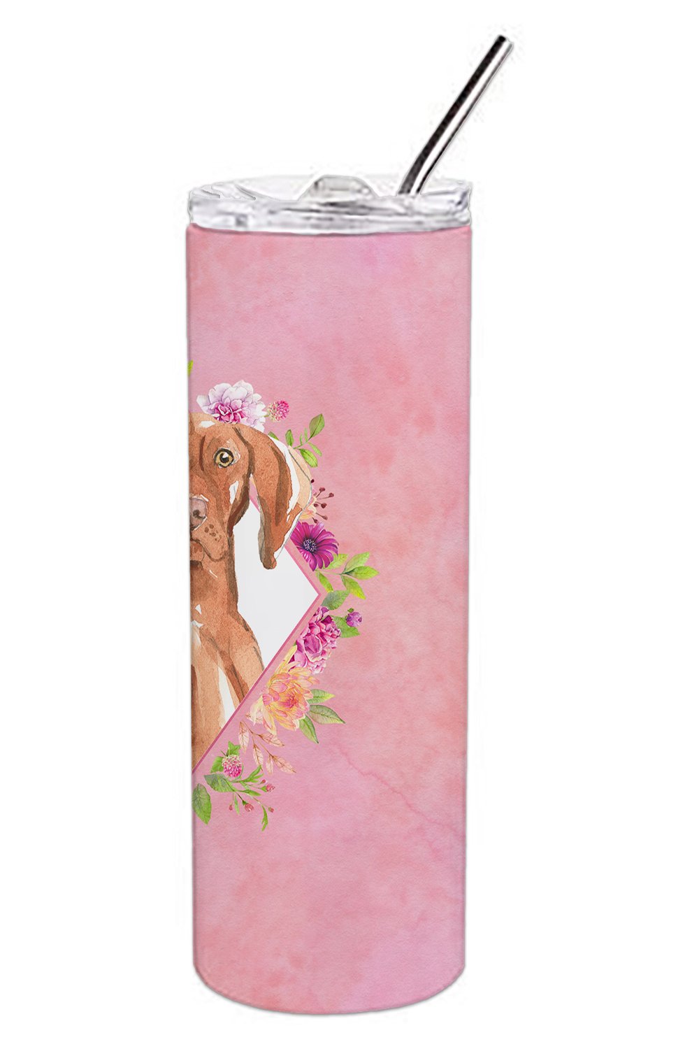 Vizsla Pink Flowers Double Walled Stainless Steel 20 oz Skinny Tumbler CK4232TBL20 by Caroline's Treasures