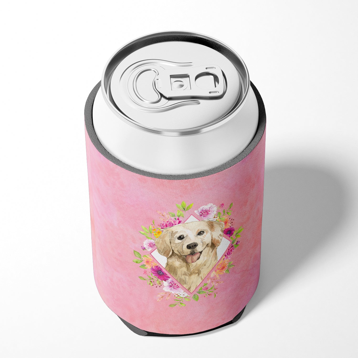 Golden Retriever Pink Flowers Can or Bottle Hugger CK4235CC  the-store.com.