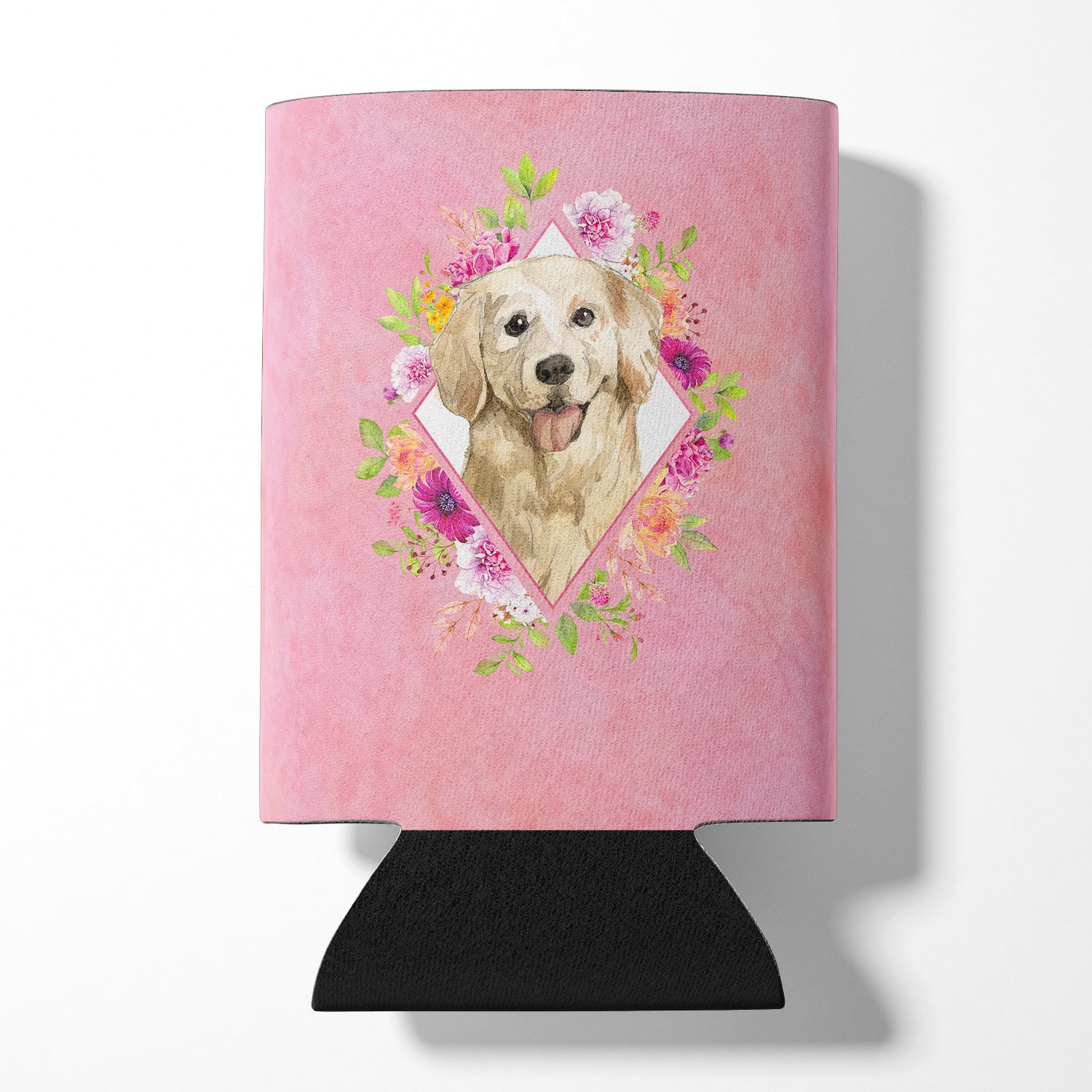 Golden Retriever Pink Flowers Can or Bottle Hugger CK4235CC  the-store.com.