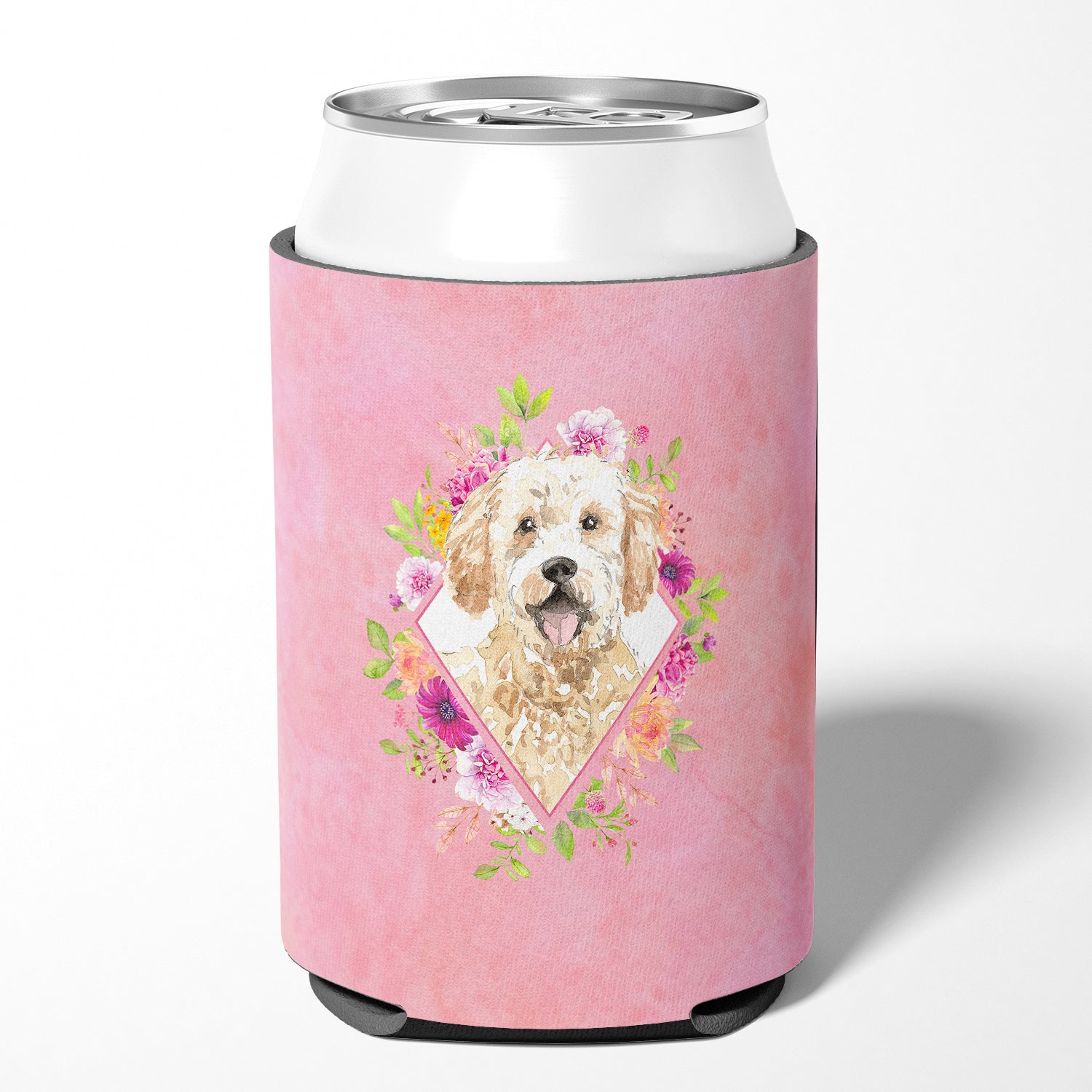 Goldendoodle Pink Flowers Can or Bottle Hugger CK4236CC  the-store.com.