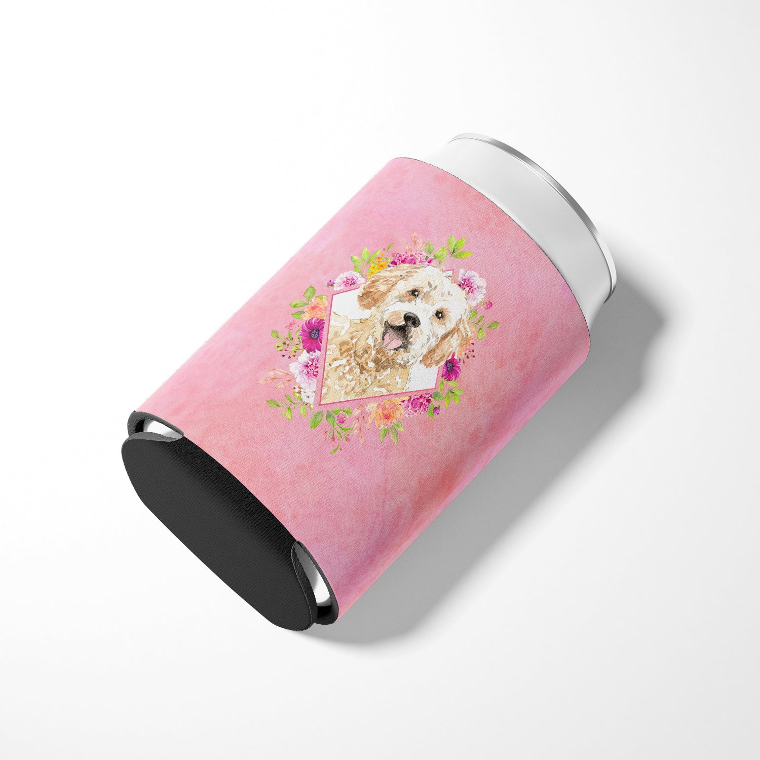 Goldendoodle Pink Flowers Can or Bottle Hugger CK4236CC  the-store.com.