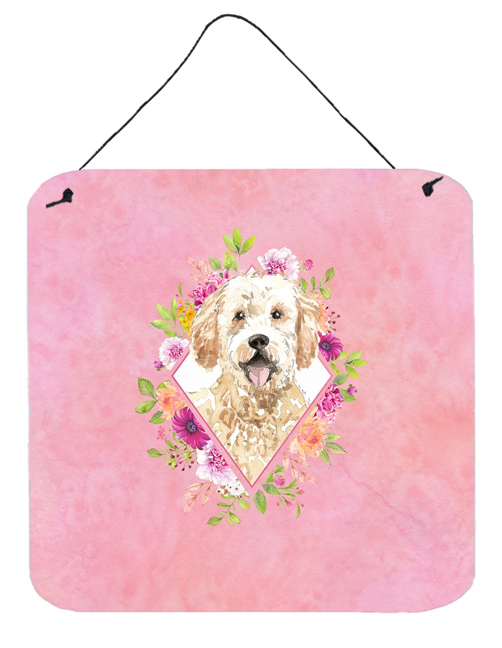 Goldendoodle Pink Flowers Wall or Door Hanging Prints CK4236DS66 by Caroline's Treasures