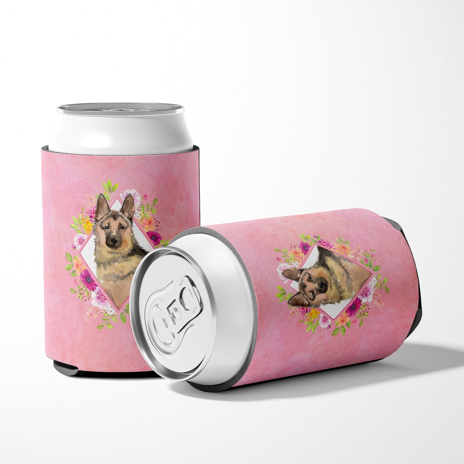 German Shepherd Pink Flowers Can or Bottle Hugger CK4237CC  the-store.com.