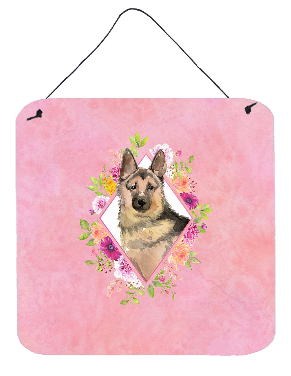 German Shepherd Pink Flowers Wall or Door Hanging Prints CK4237DS66 by Caroline's Treasures