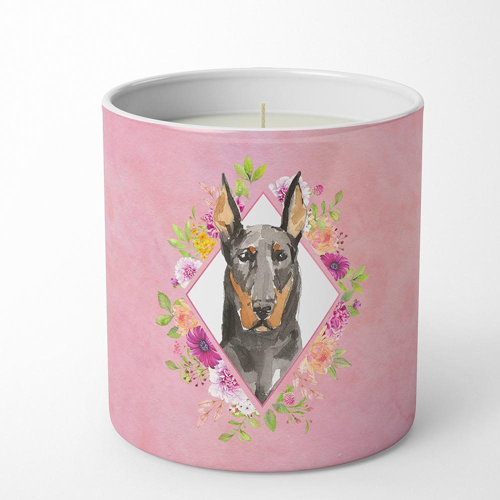 Doberman Pinsher Pink Flowers 10 oz Decorative Soy Candle CK4241CDL by Caroline's Treasures