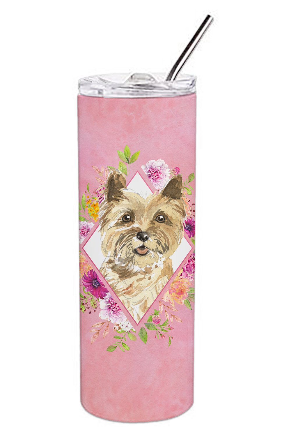 Cairn Terrier Pink Flowers Double Walled Stainless Steel 20 oz Skinny Tumbler CK4250TBL20 by Caroline's Treasures