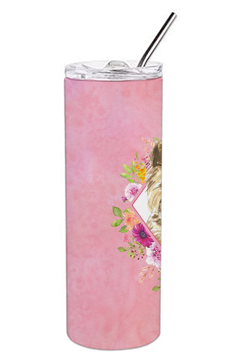 Cairn Terrier Pink Flowers Double Walled Stainless Steel 20 oz Skinny Tumbler CK4250TBL20 by Caroline's Treasures