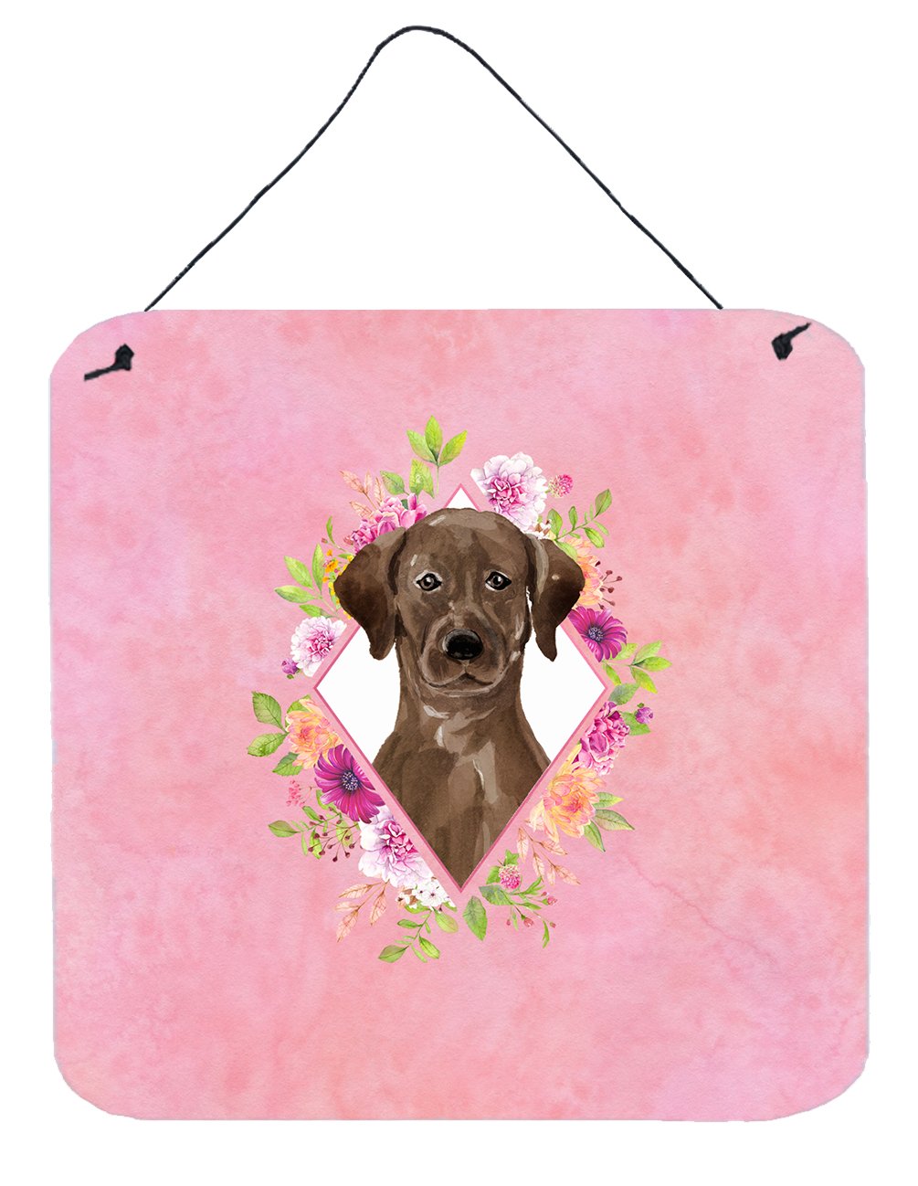 Chocolate Labrador Pink Flowers Wall or Door Hanging Prints CK4251DS66 by Caroline's Treasures