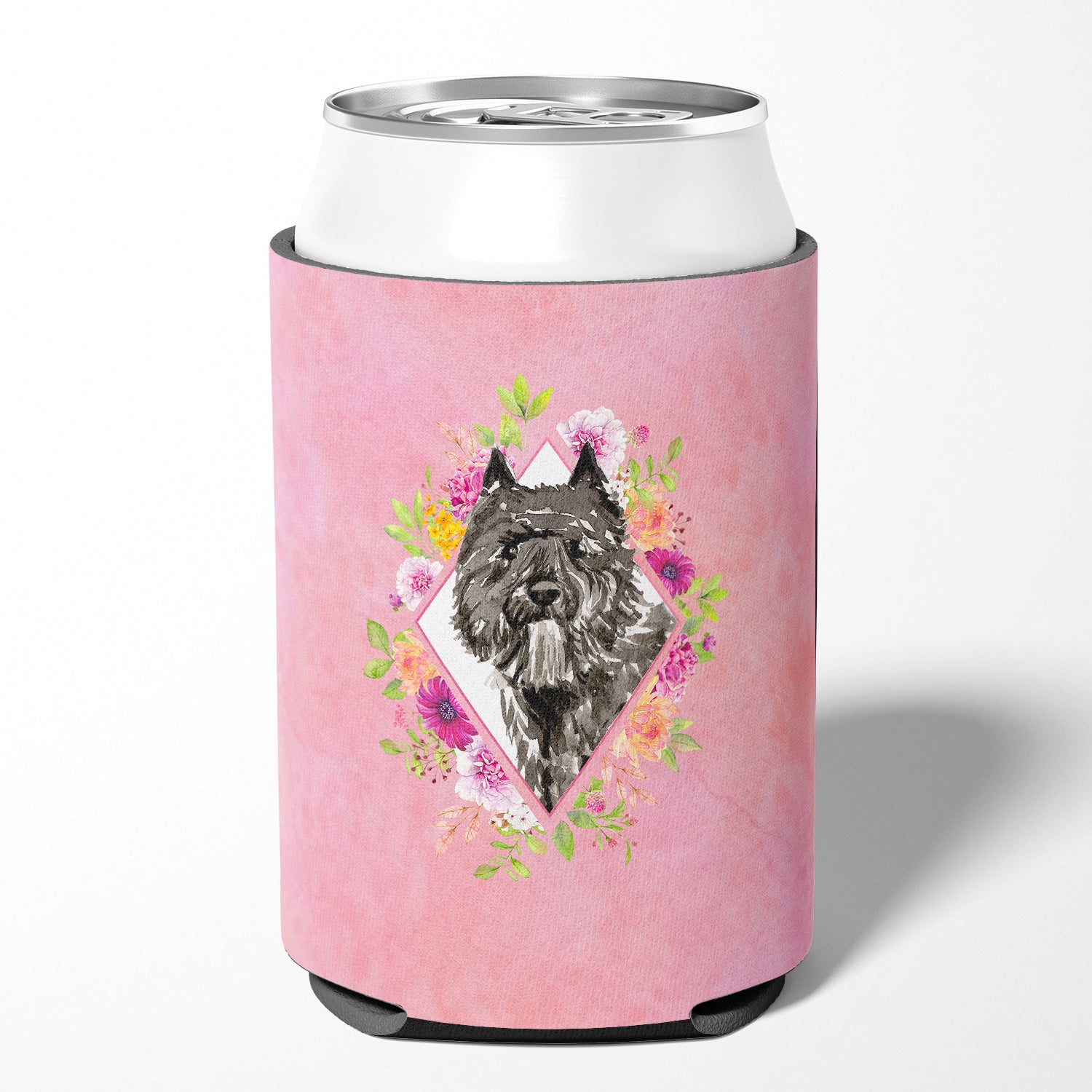 Bouvier des Flandres Pink Flowers Can or Bottle Hugger CK4256CC  the-store.com.