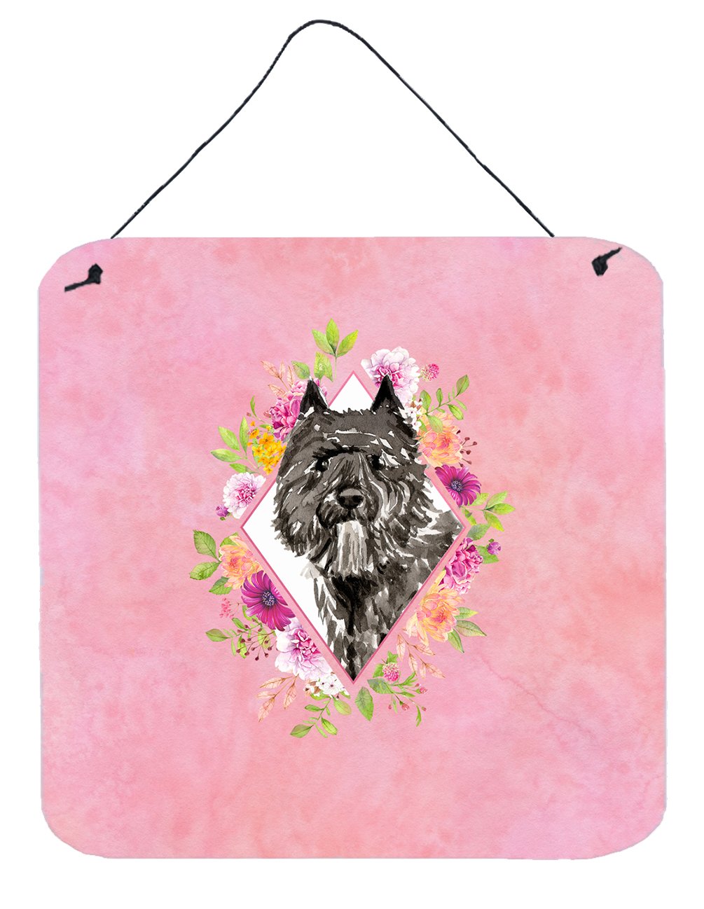 Bouvier des Flandres Pink Flowers Wall or Door Hanging Prints CK4256DS66 by Caroline&#39;s Treasures