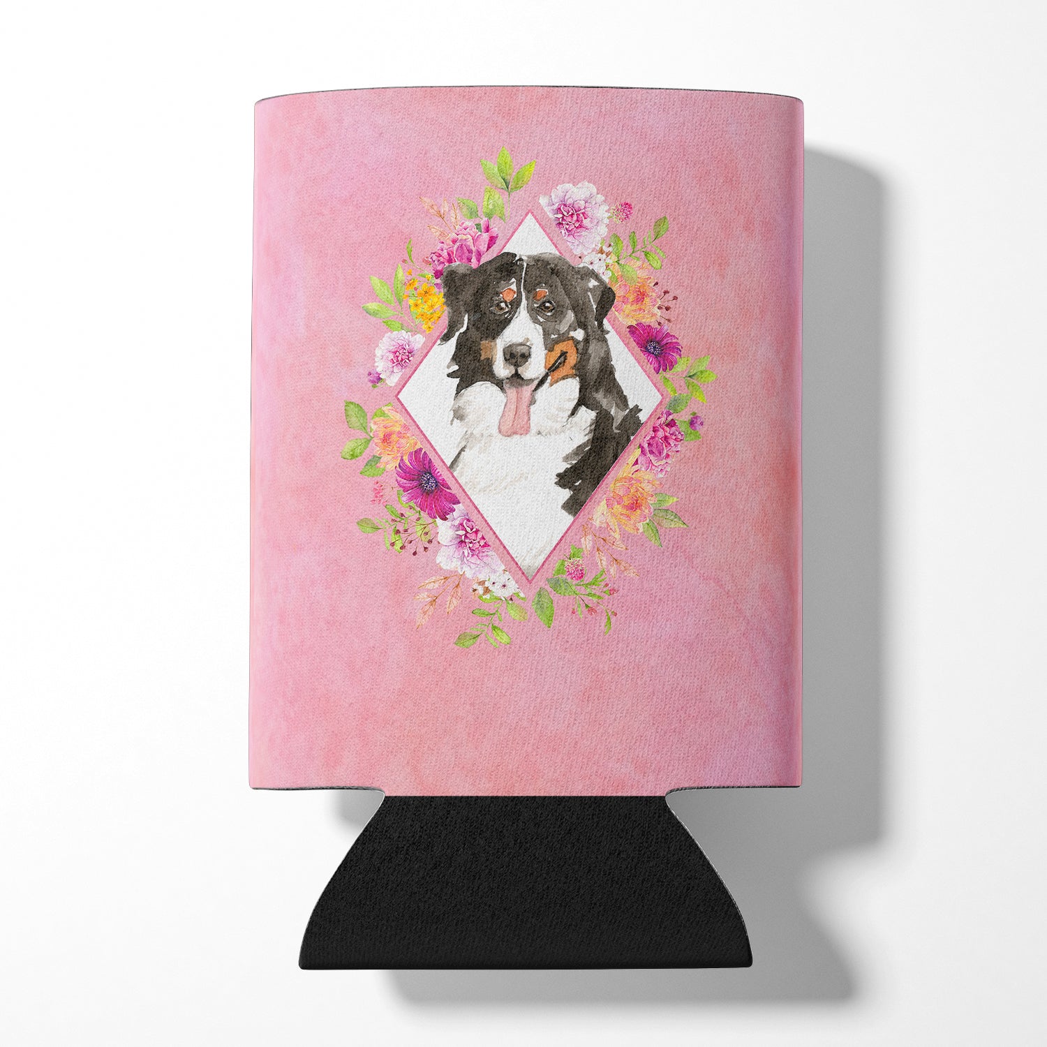 Bernese Mountain Dog Pink Flowers Can or Bottle Hugger CK4264CC  the-store.com.