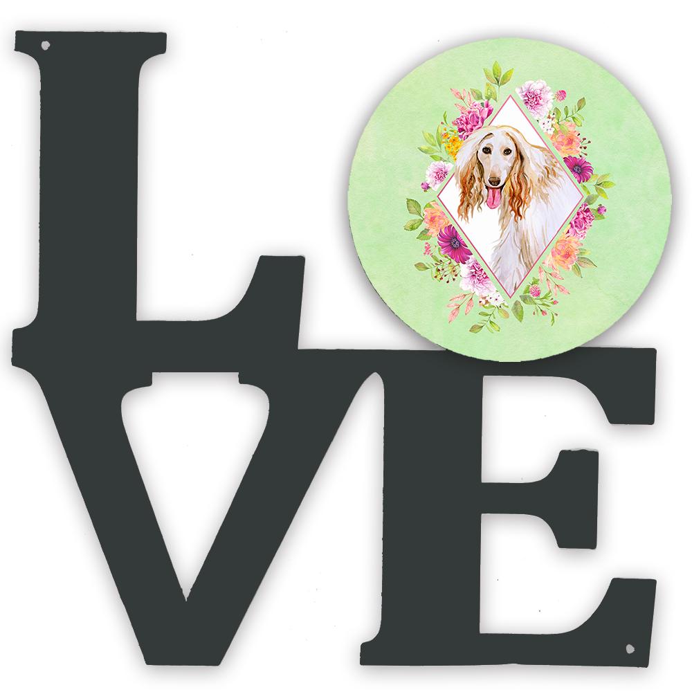 Afghan Hound Green Flowers Metal Wall Artwork LOVE CK4270WALV by Caroline&#39;s Treasures