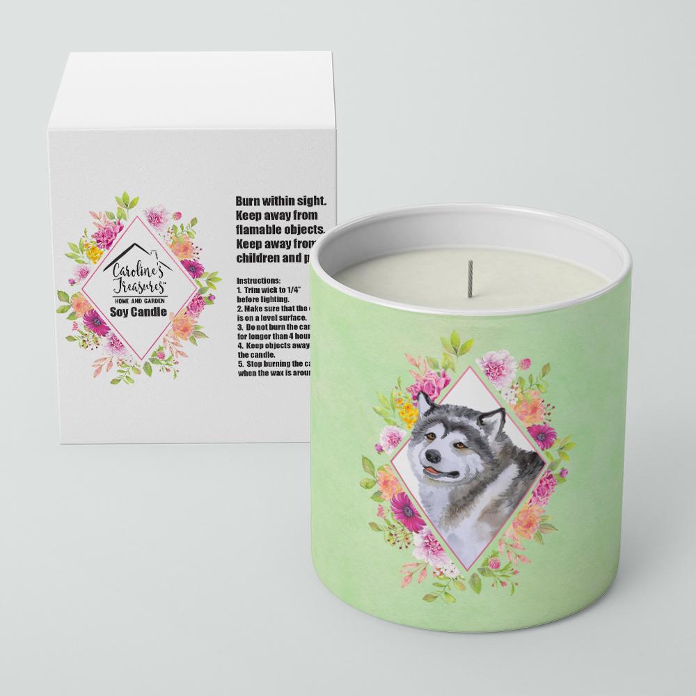 Alaskan Malamute Green Flowers 10 oz Decorative Soy Candle CK4272CDL by Caroline's Treasures