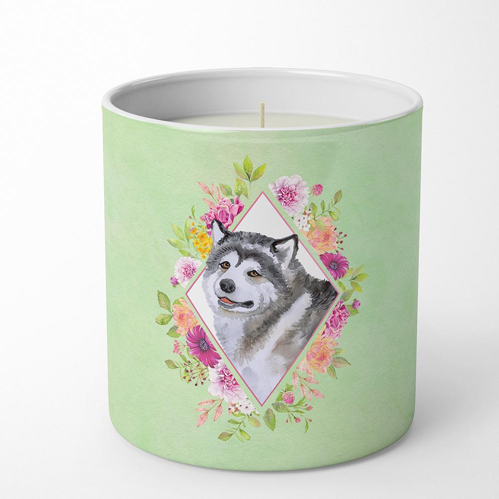 Alaskan Malamute Green Flowers 10 oz Decorative Soy Candle CK4272CDL by Caroline's Treasures