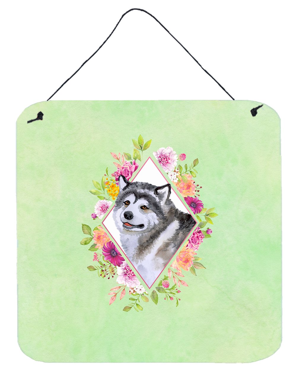 Alaskan Malamute Green Flowers Wall or Door Hanging Prints CK4272DS66 by Caroline's Treasures