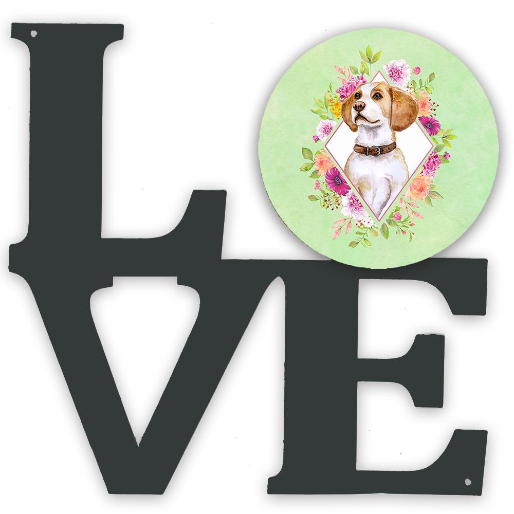 Beagle Green Flowers Metal Wall Artwork LOVE CK4277WALV by Caroline&#39;s Treasures