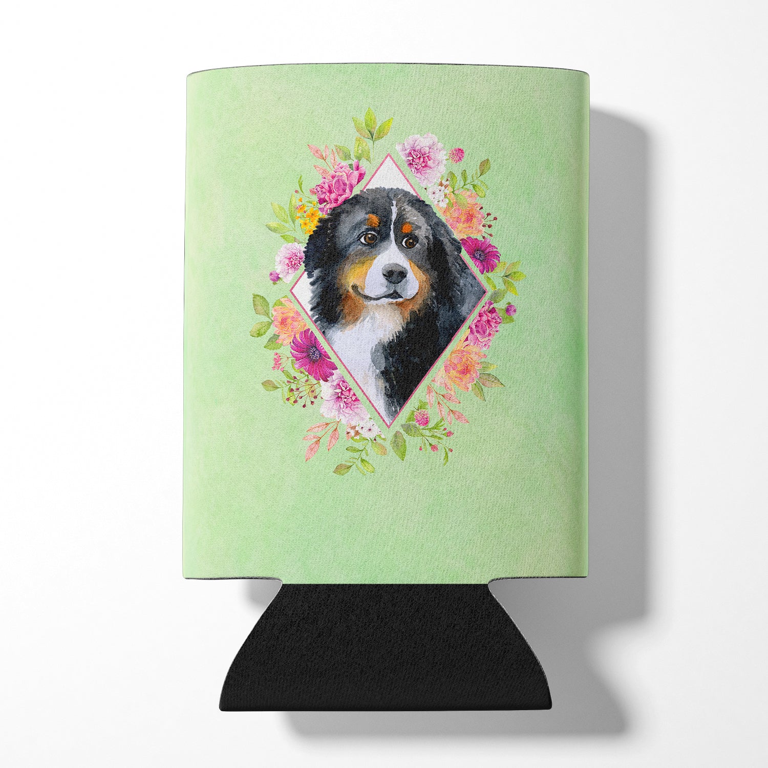 Bernese Mountain Dog Green Flowers Can or Bottle Hugger CK4278CC  the-store.com.