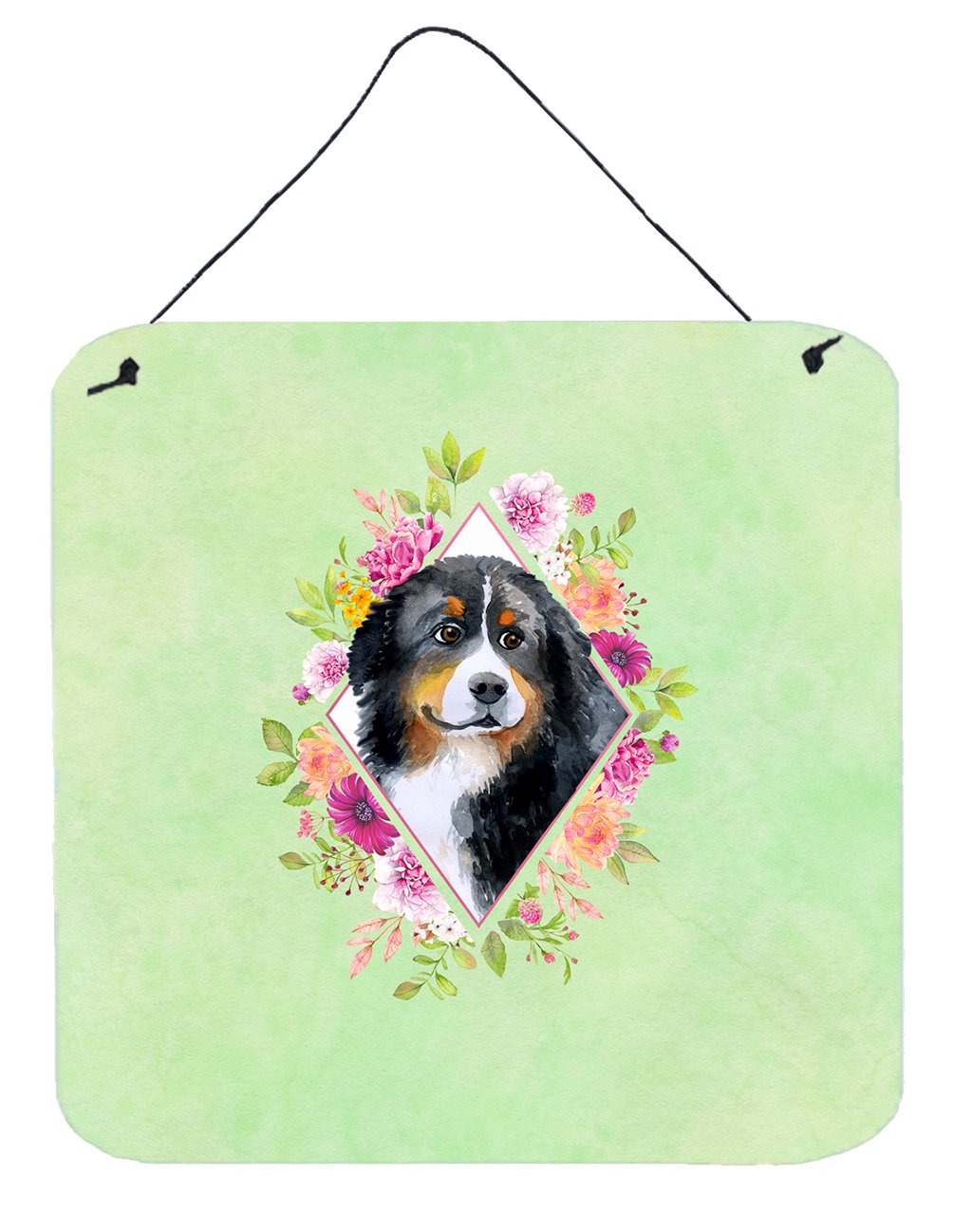 Bernese Mountain Dog Green Flowers Wall or Door Hanging Prints CK4278DS66 by Caroline&#39;s Treasures