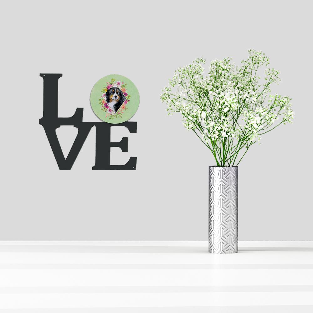 Bernese Mountain Dog Green Flowers Metal Wall Artwork LOVE CK4278WALV by Caroline's Treasures