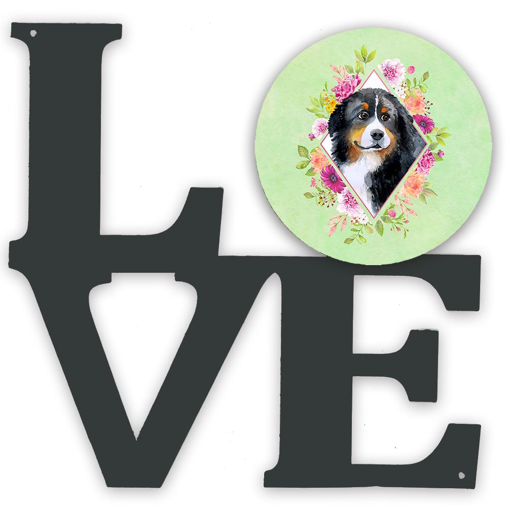 Bernese Mountain Dog Green Flowers Metal Wall Artwork LOVE CK4278WALV by Caroline's Treasures