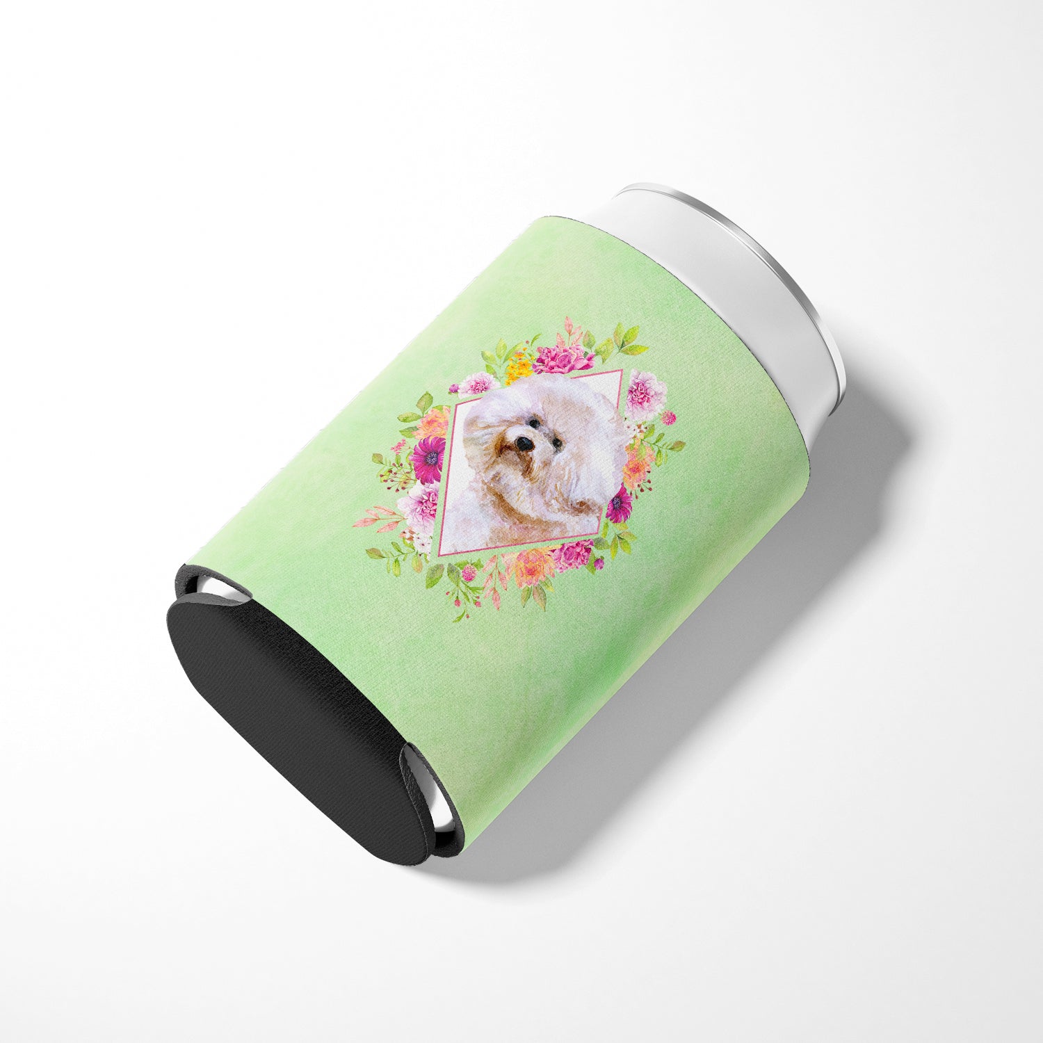 Bichon Fris? #1 Green Flowers Can or Bottle Hugger CK4279CC  the-store.com.