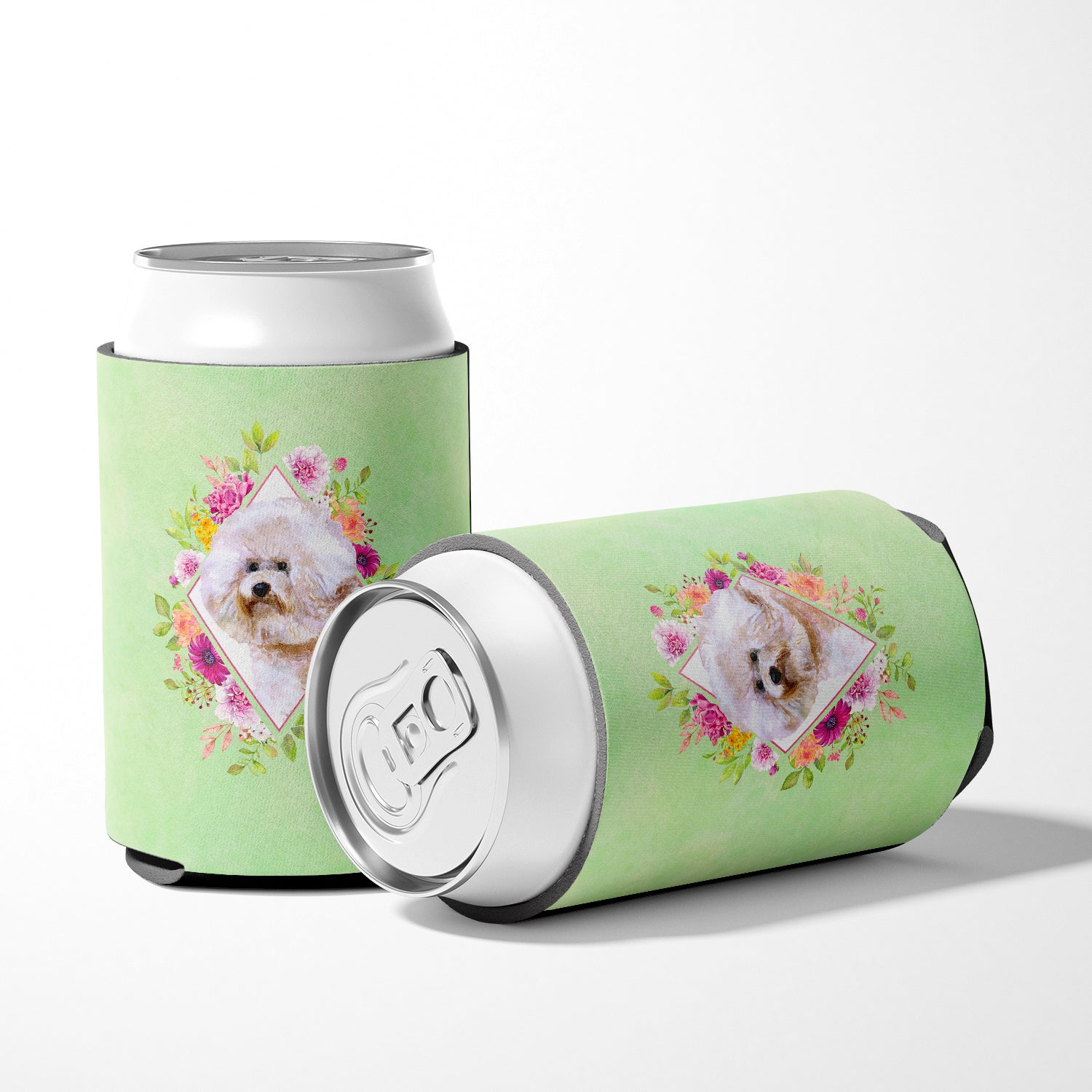 Bichon Fris? #1 Green Flowers Can or Bottle Hugger CK4279CC  the-store.com.