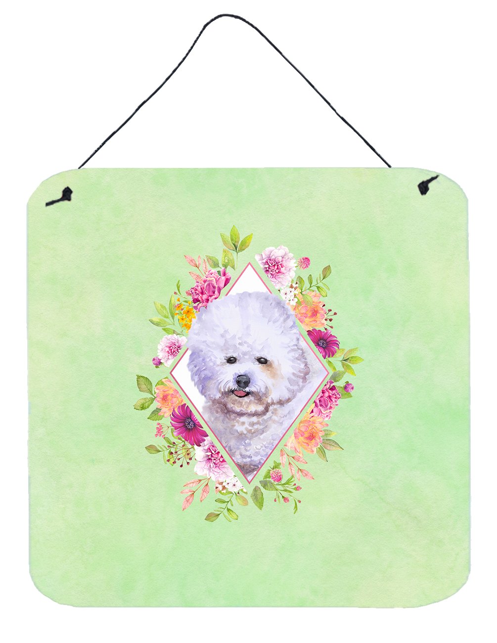 Bichon Fris? #2 Green Flowers Wall or Door Hanging Prints CK4280DS66 by Caroline's Treasures