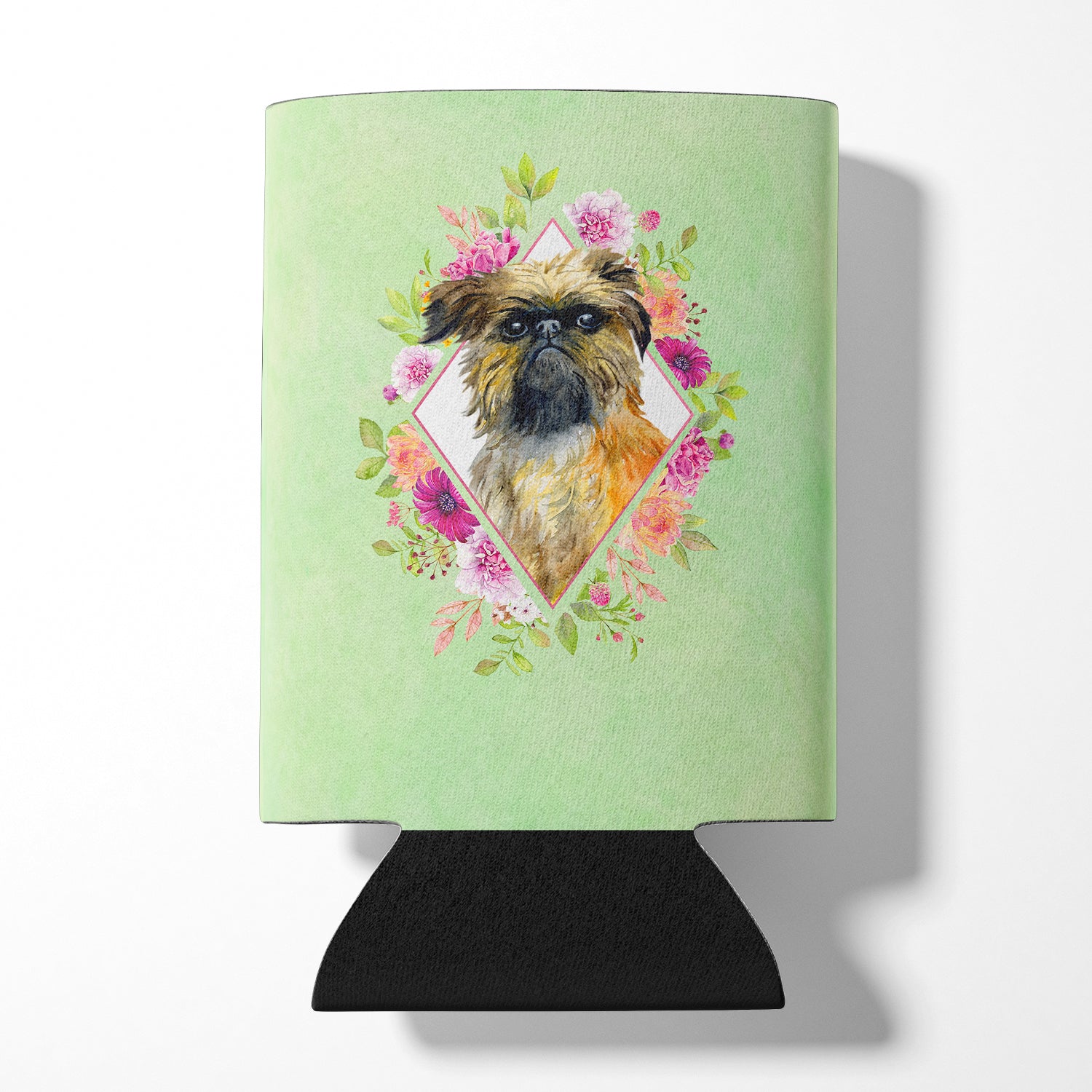 Brussels Griffon Green Flowers Can or Bottle Hugger CK4283CC  the-store.com.