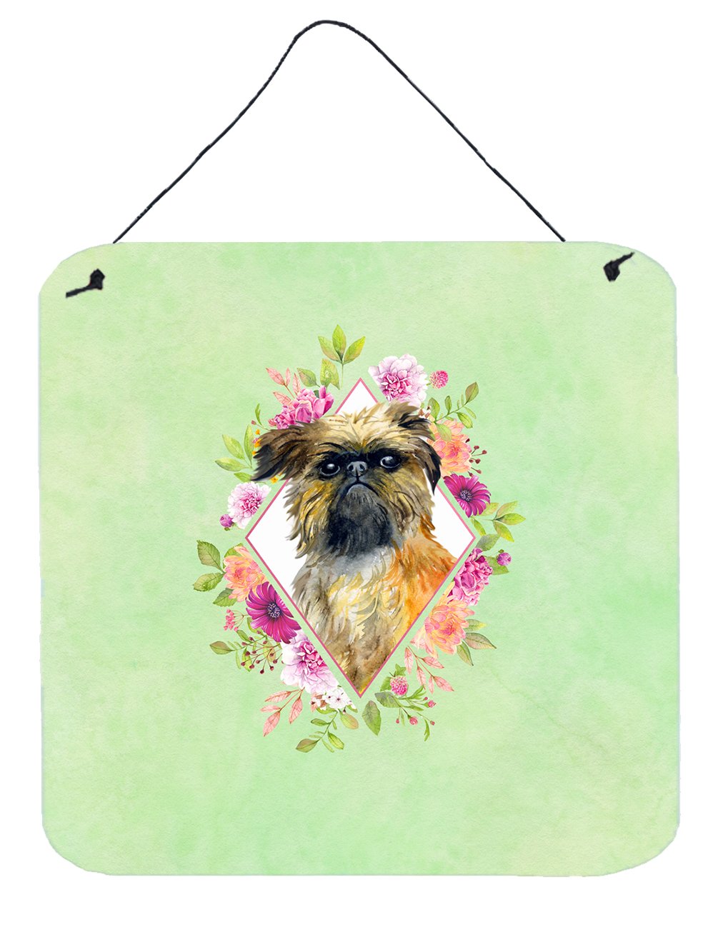 Brussels Griffon Green Flowers Wall or Door Hanging Prints CK4283DS66 by Caroline's Treasures