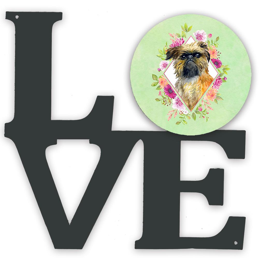 Brussels Griffon Green Flowers Metal Wall Artwork LOVE CK4283WALV by Caroline's Treasures