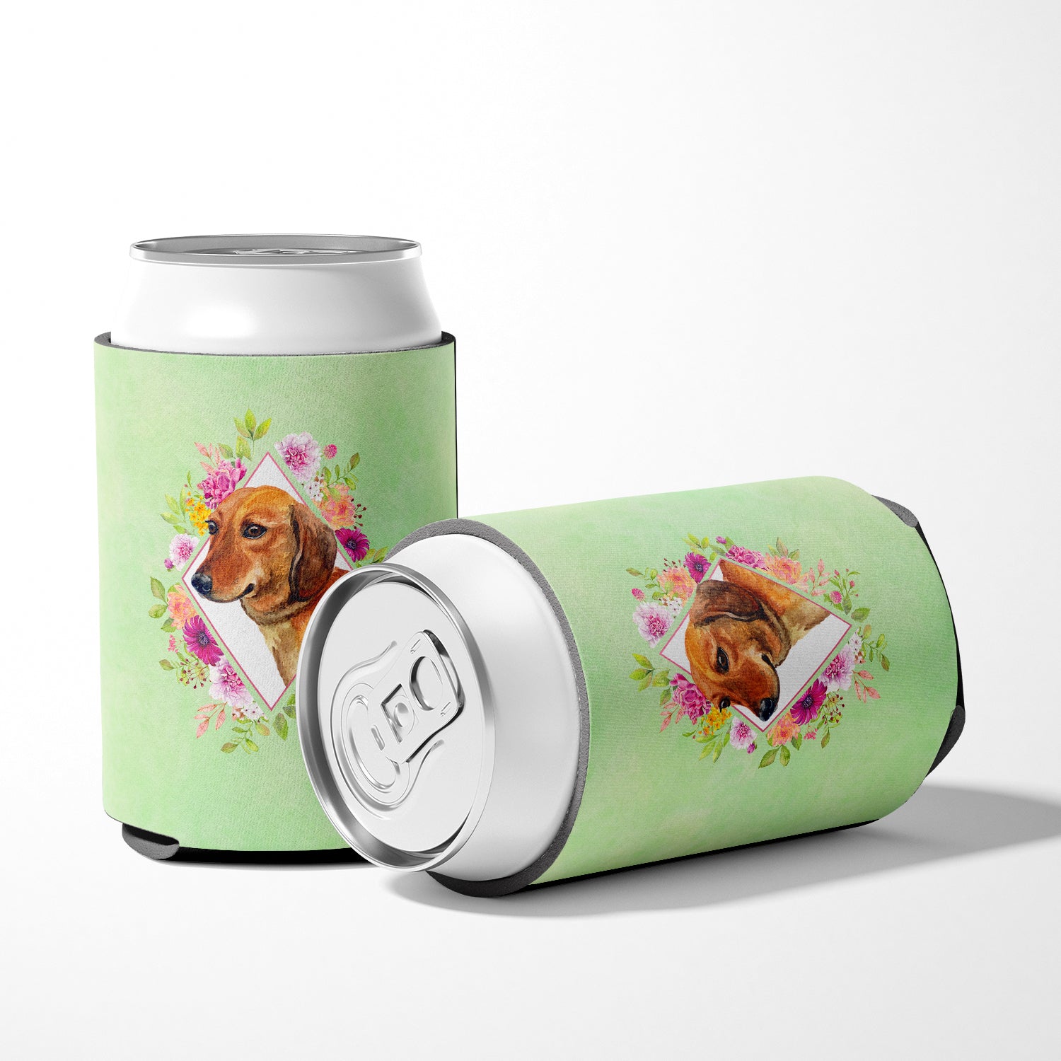 Dachshund Red #1 Green Flowers Can or Bottle Hugger CK4294CC  the-store.com.