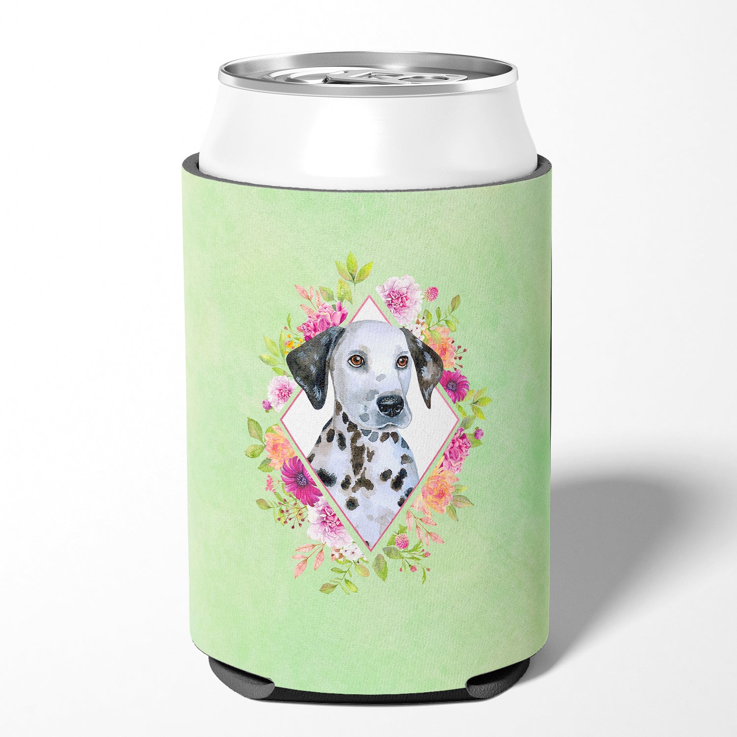 Dalmatian Puppy Green Flowers Can or Bottle Hugger CK4296CC  the-store.com.